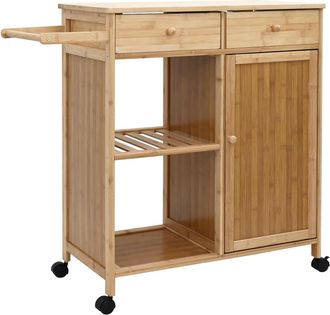 vidaXL Carrito De Cocina Con Ruedas Natural 90,5 X 36 X 86,5 Cm Bamb&uacute; Vidaxl