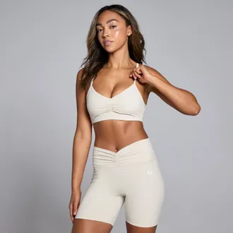 MyProtein Sujetador deportivo Tempo con parte delantera fruncida para mujer de MP - Arena del desierto - XS