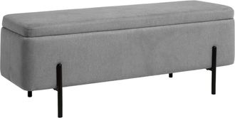Koketto Home Banqueta baúl tapizada con almacenamiento en gris y patas negras
