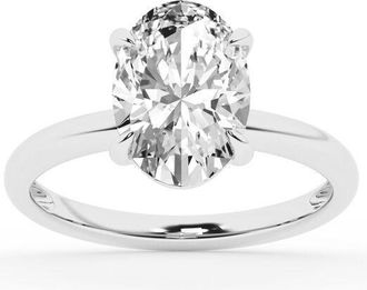 Grown Brilliance Lab Grown Diamond Engagement Ring in 10K White Gold, 3 Carat Oval Cut Solitaire, Ring Size 6