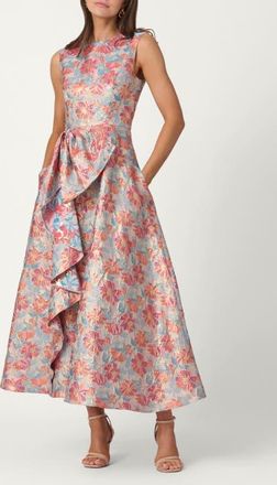 Shoshanna Midnight Vineyard Floral Jacquard Lena Dress in Coral Multi at Nordstrom, Size 14