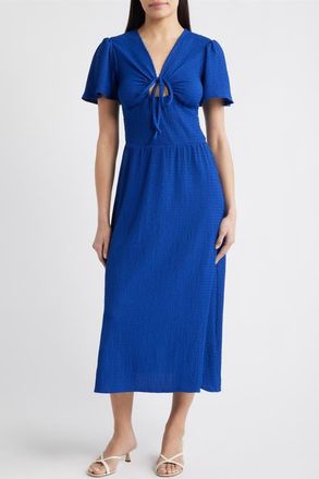 Loveappella Keyhole Midi Dress in Royal at Nordstrom, Size X-Small