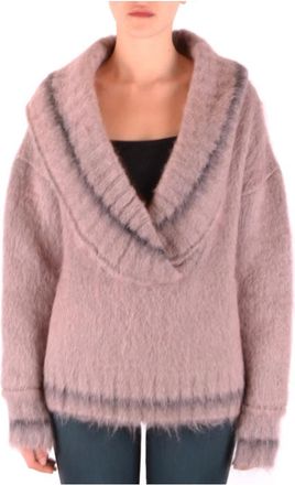 Peuterey Rondgebreide trui - Dames - V-hals truien - Roze - S - Wol - Truien & Vesten