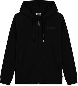 Freddy Felpa boxy cropped donna con zip e cappuccio