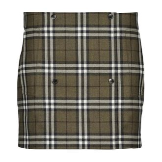 Burberry Short Skirts, female, Green, Size: XS Check Mini Skirt Green Khaki