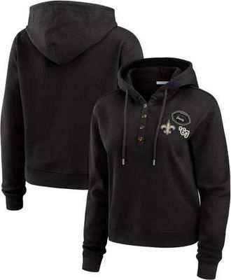 WEAR by Erin Andrews Womens WEAR by Erin Andrews Black New Orleans Saints Waffle Hoodie Pullover Top at Nordstrom, Size Xx-Large