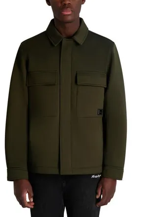 Karl Lagerfeld Twill Shirt Jacket in Olive at Nordstrom, Size Xx-Large