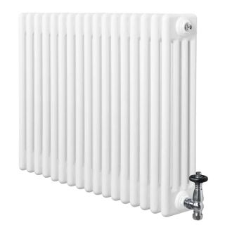 MonsterShop Traditional 4 Column Radiator & Valves - 600 x 785mm - White