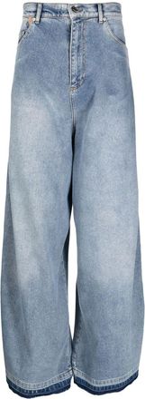 Natasha Zinko wide-leg zip-detail jeans - unisex - Cotton - S - Blue