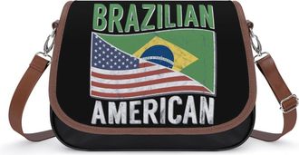 Generic Brazil U.S.A Flag Crossbody Bags for Women Fashion Leather Shoulder Handbags With Adjustable Strap