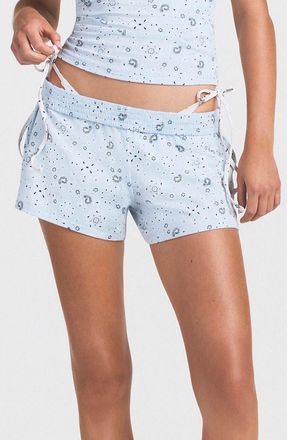 SKIMS Stretch Cotton Jersey Shorts in Powder Blue Bandana at Nordstrom, Size Xx-Small