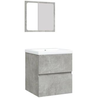 vidaXL Armario De Lavabo Con Lavamanos Y Espejo Gris Hormig&oacute;n Vidaxl
