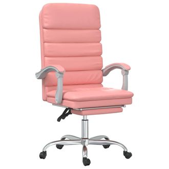vidaXL Silla De Oficina Reclinable Masaje Cuero Sint&eacute;tico Rosa Vidaxl