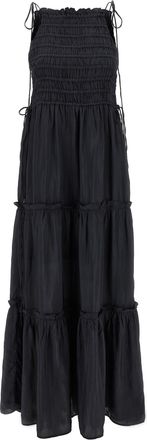 Ganni Black Smock Tie Dress