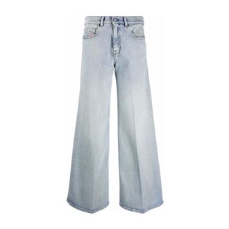 Diesel Jeans, Dames, Blauw, W27 L34, Katoen, Wide Leg Jeans