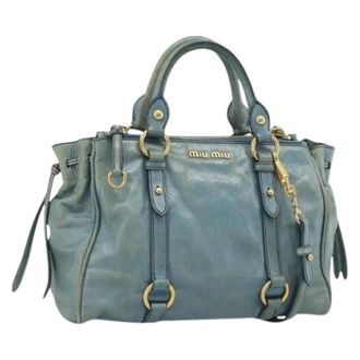 Miu Miu Pre-owned Hand Bag - Dames - Vintage Handtas - Blauw - ONE Size - Leer - Vintage