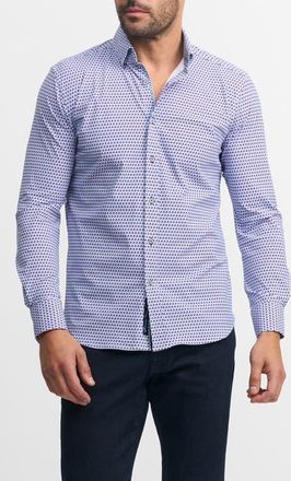 Robert Graham Trim Fit Geo Print Button-Up Shirt in Blue Multi at Nordstrom, Size Small