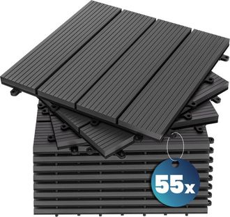 Deuba Set De 11-22-44 Baldosas De Wpc Montaje Por Clips 30x30cm - Color Dise&ntilde;o Y Cantidad A Elecci&oacute;n 55x Classic Anthracite (en)