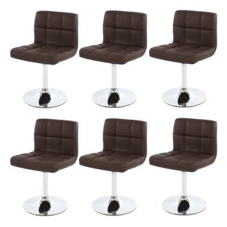 Hhg Hhg - Nunca Usado] Lote De 6 Sillas De Comedor Silla Giratoria Silla Kavala Imitaci&oacute;n Cuero Cromo, Marr&oacute;n