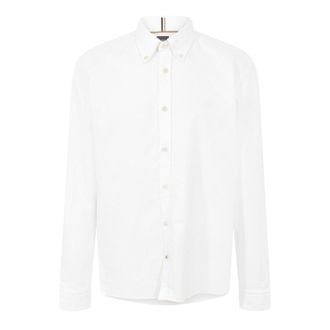 HUGO BOSS Herenoverhemd met kraag, lange mouwen en knopen, met Liam-patroon (Wit)