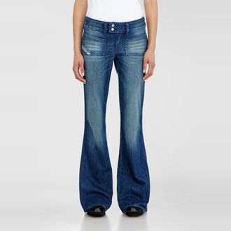 Diesel Bootcut Jeans Low Waist D-Hush, Dark blue, Zip fly