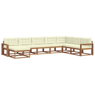 vidaXL Conjunto De Sof&aacute;s De Exterior Con Coj&iacute;n 8 Pcs Natural Y Crema Vidaxl