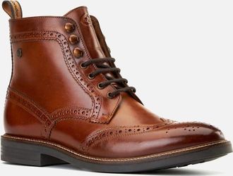 base Mens Bristol Brogue Boots - Brown - Size: 10