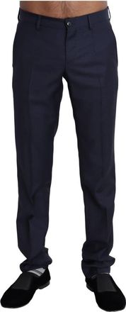 Dolce & Gabbana Navy Blauwe Slim Fit Jurk Broek - Heren - Chinos - Blauw - XS - Wol - Broeken