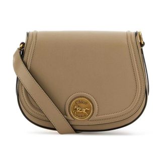 Chlo&eacute; Cappuccino Leather Horse Medal Crossbody BAG - Bags - Mujer - Beige - ONE SIZE