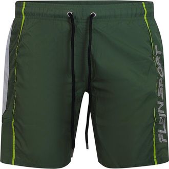 Plein Sport Vertical Logo Boardshort Zwemshorts in Donkergroen
