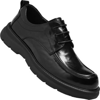 Generic Mens Oxford Shoes Round Toe Large Size Dress Business Footwear for Office Work and Formal Occasions(Black,7.5)