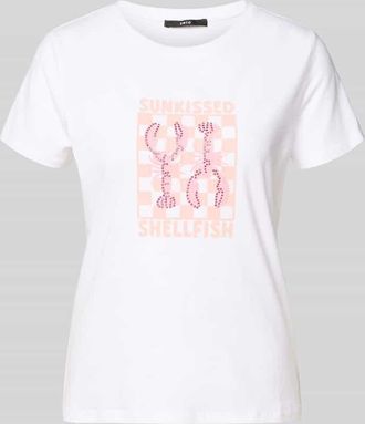 Zero T-Shirt mit Motiv-Print und Rundhalsausschnitt in Weiss, Gr&ouml;&szlig;e 34