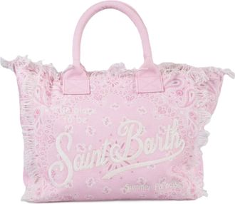 MC2 Saint Barth Bandana-Inspired Pink Tote Bag with Fringed Edges