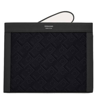 Ferragamo Monogram Compact Pouch In Black