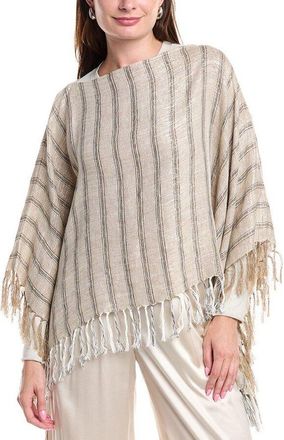 Brunello Cucinelli Womens Beige Striped Poncho With Fringe, One Size