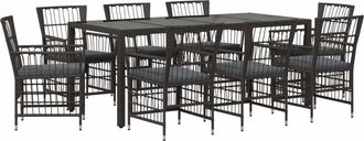 vidaXL Juego De Comedor Para Exteriores 9 Uds. Negro Rat&aacute;n Sint&eacute;tico Vidaxl