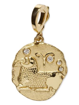 Azlee 18K yellow gold Of The Stars Aries diamond pendant - women - White Diamond/18kt Yellow Gold - One Size