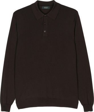 Zanone fine-knit polo shirt - men - Virgin Wool/Polyamide - 54 - Brown
