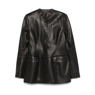 Toteme Dames, Jassen, Zwart, Maat: M Leer