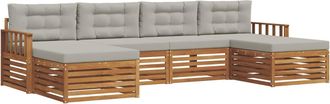 vidaXL Conjunto De Sof&aacute;s De Exterior 6 Uds. Gris Natural Y Claro Vidaxl