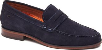 Base London Slate Loafer Leather Mens Navy Loafers - Size UK 12