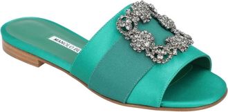 Manolo Blahnik Sandalen - Martamod Flat Green - Gr. 36 (EU) - in Grün - für Damen