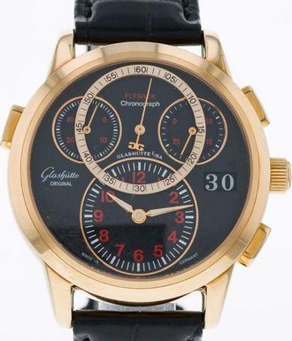 Glashütte Original PanoMaticChrono Chronograph Automatic Black Dial Mens Watch 95-01-15-01-04