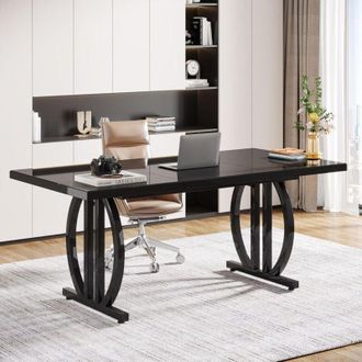 Tribesigns Scrivania per computer da ufficio da 160 cm, grande scrivania per computer con gambe in metallo resistente, moderna e semplice, scrivania per laptop