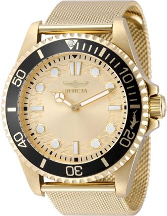 Invicta Pro Diver 49690 Heren Horloge - Quartz Uurwerk - Roestvrij Staal met gouden Wijzerplaat - 43mm