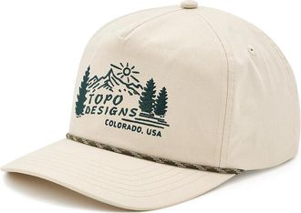 Topo Designs Twill Rope Cap - Mountain Scene Caps Bone White, Cotton/Nylon