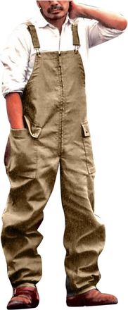 Generic Dungarees Mens with Pockets Relaxed Fit Work Dungaree Solid Colour Baggy Workwear Bib and Brace Overalls Straight Leg Durable Jumpsuit Vintage Casual 