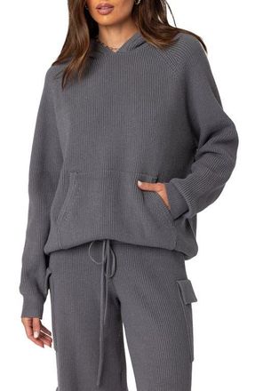 Edikted Wynter Sweater Hoodie in Gray at Nordstrom, Size X-Small