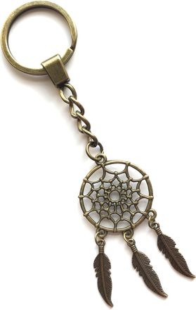 Generic KEYRING - Dreamcatcher - Antique Bronze Plated. Split Ring. Key Ring. Dream Catcher