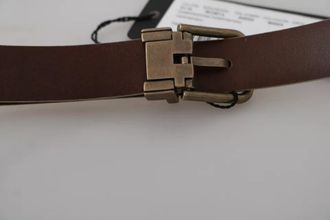 Dolce & Gabbana Cream Beige Gold Buckle Waist Leather Mens Belt